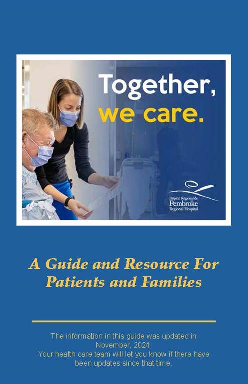 Resource guide cover with various photos of the hospital and staff 
